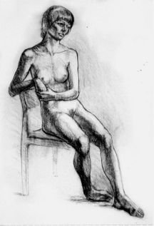 Рисунок сидящей модели